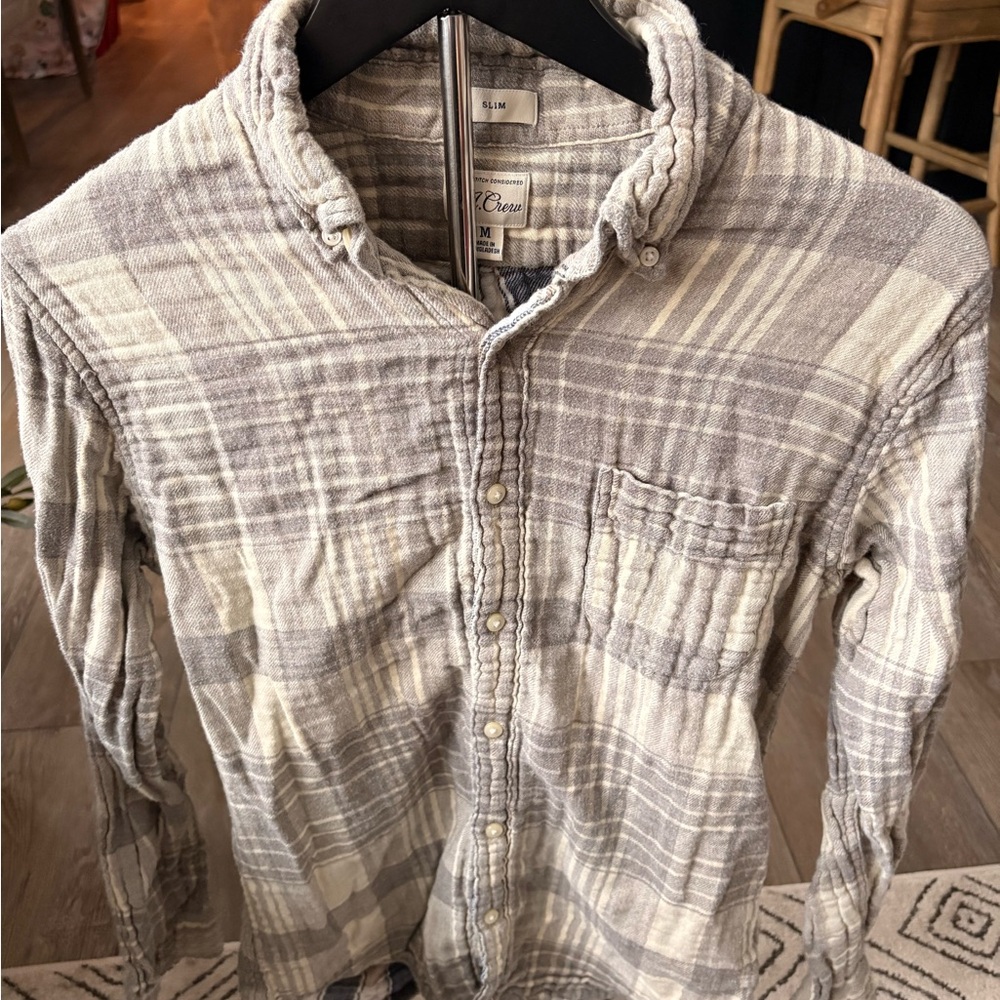 J. Crew Gray Plaid Casual Button Down Shirt